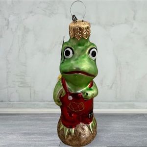 Christopher Radko Froggy Child Glass Ornament Red Overalls 910261